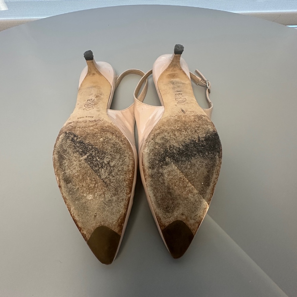 Via Spiga Women’s Slingback Kitten Heel Pumps in Nude Patent - Picture 4 of 5